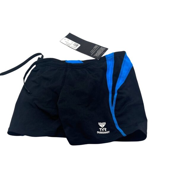 TYR Boy's Durafast One Alliance Splice Swim Boxers, Black/Blue, Sz. 24 - Picture 6 of 8
